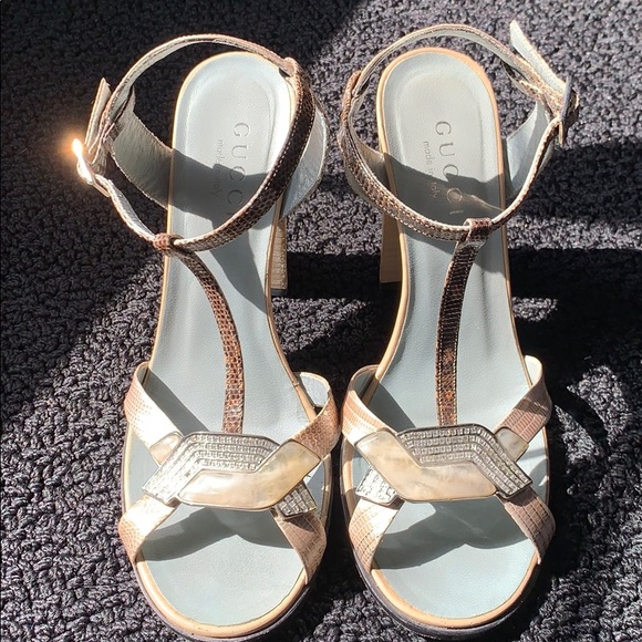 Gucci snake skin and rhinestone heels - Picture 1 of 7